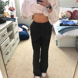loft charcoal grey low-rise dress pants